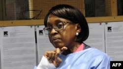 The director of the World Health Organization (WHO) for the Africa region, Matshidiso Moeti looks on during a visit to Zuma Town on the outskirts of the capital Monrovia, Liberia, April 22, 2015. In an exclusive interview with VOA, Moeti said in May, 2016, West Africa was better prepared to tackle future outbreaks of Ebola.