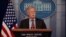 U.S. National Security Advisor John Bolton speaks about election security in the White House press briefing room at the White House in Washington, Aug. 2, 2018. 