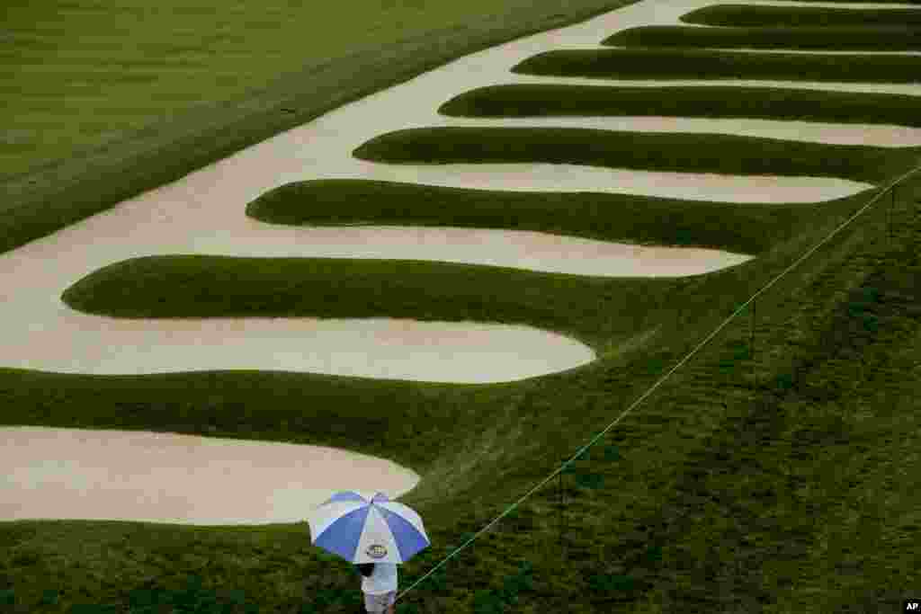 Campo de golfe preparado para receber jogadores em&nbsp; Oakmont, na Pensilvânia.