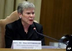 Nato Deputy Secretary-General Rose Gottemoeller speaks at a conference on nuclear disarmament, at the Vatican, Nov. 10, 2017