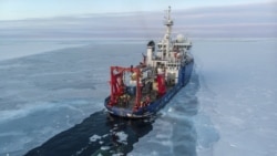 In this Nov. 14, 2019, photo provided by John Guillote the U.S. research ship Sikuliaq travels through sea ice in the Beaufort Sea off Alaska's north coast.