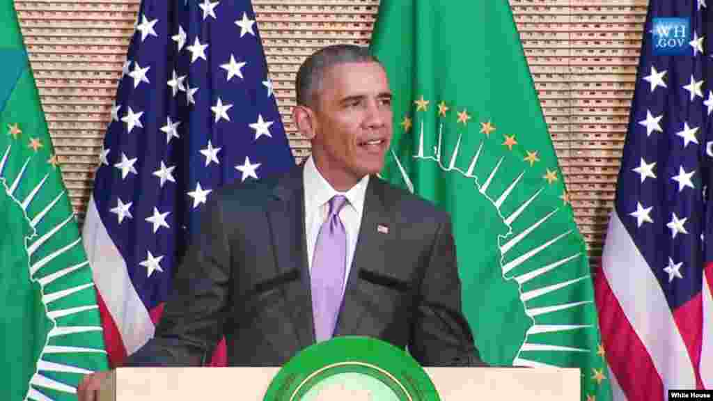 Le président américain Barack Obama donne un discours devant l'Union africaine, Addis-Abeba, 28 juillet 2015.