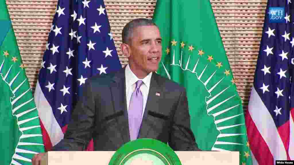 Le président américain Barack Obama donne un discours devant l&#39;Union africaine, Addis-Abeba, 28 juillet 2015.