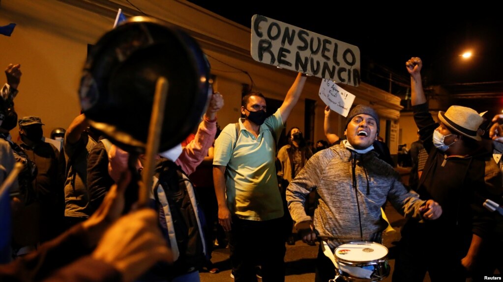 La imagen muestra una protesta contra la corrupción en la Ciudad de Guatemala, Guatemala, 23 de julio de 2021. 