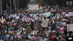 Hàng vạn người tuần hành phản đối sự mất tích của 43 sinh viên ở bang Guerrero, tại Thành phố Mexico, 5/11/2014.
