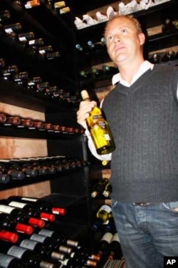 South African wine connoisseur Patrick Durkin inside his cellar in Johannesburg