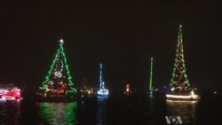 Illuminated Boats Display Creative Holiday Themes