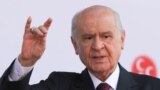FILE - Devlet Bahceli, leader of the Nationalist Movement Party, is pictured at an election rally in Ankara, Turkey, June 23, 2018.