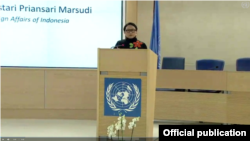 အင်ဒိုနီးရှားနိုင်ငံခြားရေးဝန်ကြီး Retno Lestari Priansari Marsudi