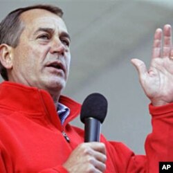 U.S. House Republican Leader John Boehner speaks during a rally in Zanesville, Ohio, 30 Oct 2010