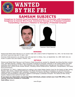 FBI Wanted poster for Iranian hackers