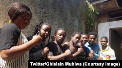Des membres du mouvement citoyen Lucha (Lutte pour le changement) après leur libération à Goma, Nord-Kivu, le 1e mars 2019. (Twitter/Ghislain Muhiwa)