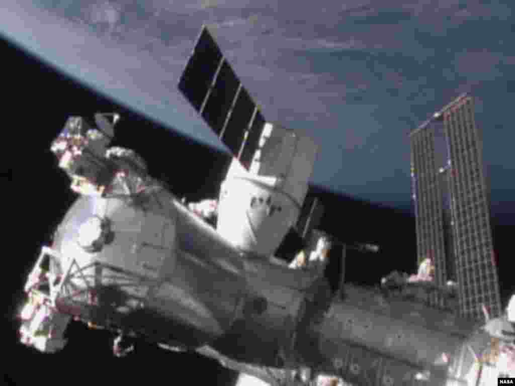 The SpaceX Dragon cargo spacecraft was berthed to the Harmony module of the International Space Station at 8:54 a.m. EST on Jan. 12, 2015.