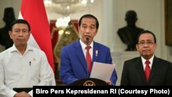 Presiden Joko Widodo saat menyampaikan pernyataan terkait Rohingya di Istana Kepresidenan Jakarta, Minggu 3 Sept 2017.(Foto : Biro Pers Kepresidenan RI)