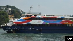 The Sea Smooth ferry with its bow badly damaged sits docked at the Lamma Island pier following a collision with the Lamma IV boat in Hong Kong, October 2, 1012. 