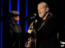 FILE - Gregg Allman performs at the Americana Music Association Awards show in Nashville, Tennessee, Oct. 13, 2011.