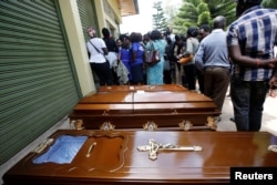 Coffins are seen at the Chiromo mortuary in Nairobi, Kenya, Jan. 16, 2019.