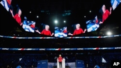Democratic presidential candidate Hillary Clinton speaks at the 2016 American Israel Public Affairs Committee (AIPAC) Policy Conference, March 21, 2016, at the Verizon Center in Washington. 
