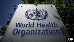 资料照：世界卫生组织在日内瓦总部外的标识