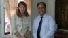 UN Special Rapporteur on the situation of human rights in Cambodia, Rhona Smith and Nay Vongda deputy head of investigation at the rights group Adhoc at the UN Human Rights office on March 21, 2016. (Courtesy Image of Nai Vongda)