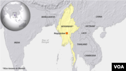 Peta wilayah Myanmar (yang juga disebut Burma).