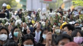 Demonstrators rally against the military coup in Yangon, Myanmar, February 24, 2021. REUTERS/Stringer