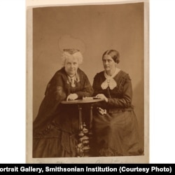 Elizabeth Cady Stanton (L) worked closely with her friend Susan B. Anthony (R) for over 50 years to win women the right to vote.