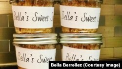 Entrepreneur Bella Berrellez, 11, created homemade body scrubs with various scents and sold them for $7 each to neighbors and online communities. Her products are called 'BellaSweetScrubs' and are being sold on Etsy.