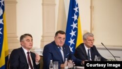 Članovi Predsjedništva BiH Željko Komšić, Milorad Dodik i Šefik Džaferović (Foto: Predsjedništvo BiH)