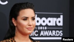 Pop singer Demi Lovato arrives in Las Vegas, Nevada, for the 2018 Billboard Music Awards, May 20, 2018.