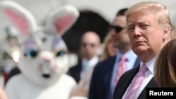 Presiden Donald Trump menghadiri perayaan Paskah di Gedung Putih, 22 April 2019. 