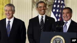 Чак Хейгел, Барак Обама и Леон Панетта. Белый дом, Вашингтон. 7 января 2013 года