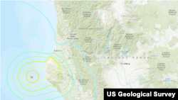 20일 규모 6.2 지진이 발생한 미 캘리포니아 북부 해역. (미 지질조사국 제공)