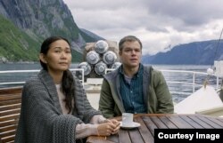 Hong Chau and Matt Damon in the film "Downsizing." (Paramount Pictures)