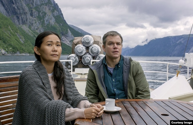 Hong Chau and Matt Damon in the film 