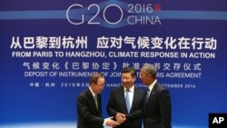 Ban Ki-Moon, Xi Jinping na Obama mjini Hangzhou