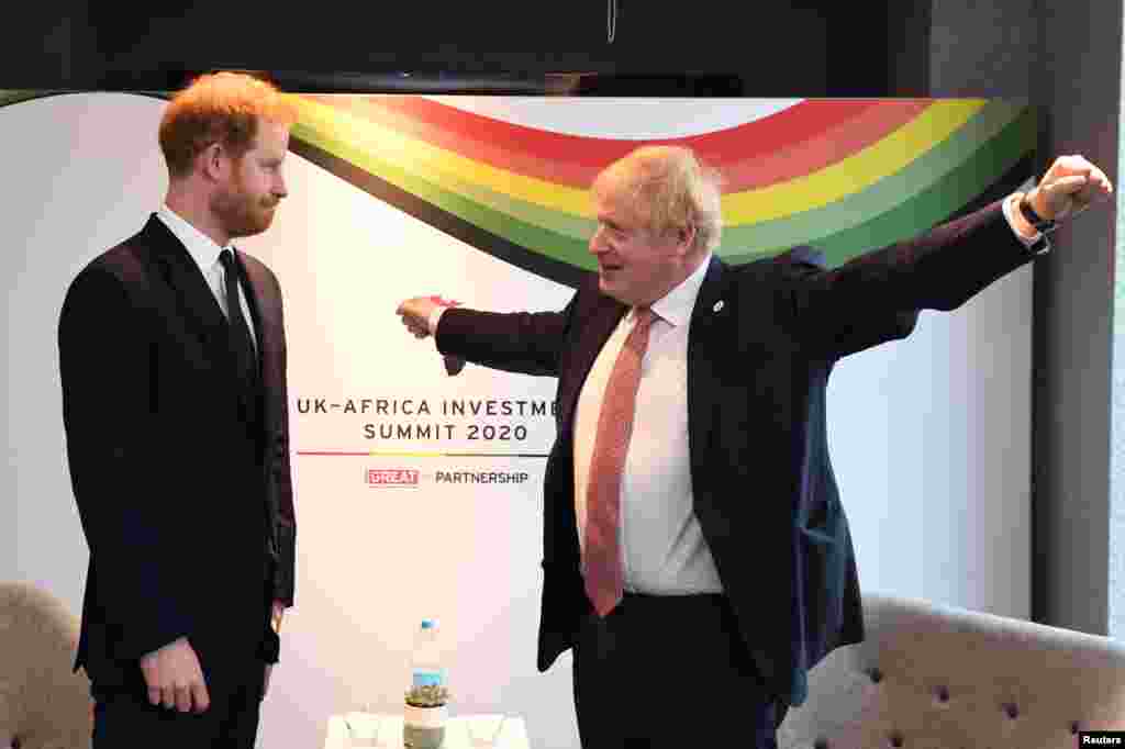 London - Britaniya şahzadəsi Harri və Britaniyanın baş naziri Boris Conson UK-Africa&nbsp;Investment sammitində &nbsp;