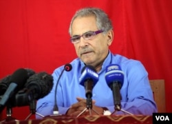 Presiden Timor Leste Jose Ramos Horta tampil dalam konferensi pers di Dili, 19 Maret 2012. Horta, salah satu pelopor kemerdekaan Timor Leste mengakui kekalahannya pada pemilihan akhir pekan baru lalu (AP).