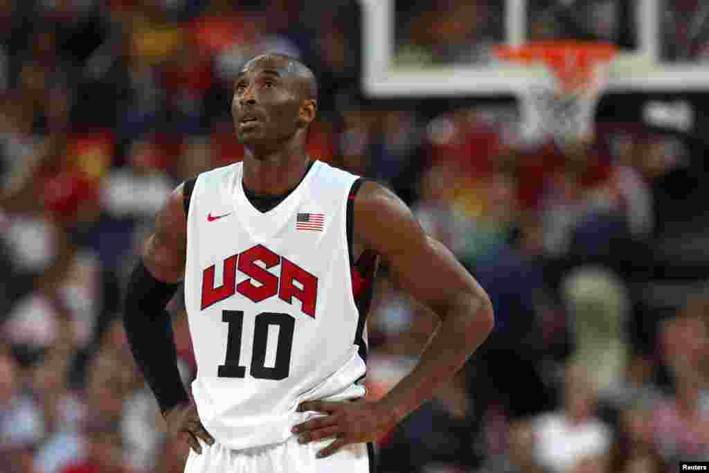Kobe Bryant nos Jogos Olímpicos de Londres, na Arena de Greenwich Norte, no jogo EUA vs Espanha - 12 de Agosto de 2012. &nbsp;Action Images / Paul Childs/ arquivo