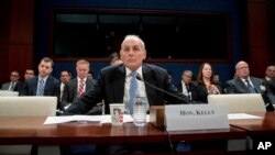 Homeland Security Secretary John Kelly listens to a question while testifying on Capitol Hill in Washington, Feb. 7, 2017, before the House Homeland Security Committee. 