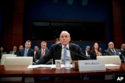 Homeland Security Secretary John Kelly listens to a question while testifying on Capitol Hill in Washington, Feb. 7, 2017, before the House Homeland Security Committee.