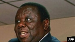 Zimbabwean PM and MDC President Morgan Tsvangirai speaks during a press conference in Harare following the arrest of Energy minister and MDC member, Elton Mangoma, March 10 2011
