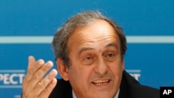 Michel Platini, vendredi 28 août 2015 à Monaco. (AP Photo/Claude Paris)