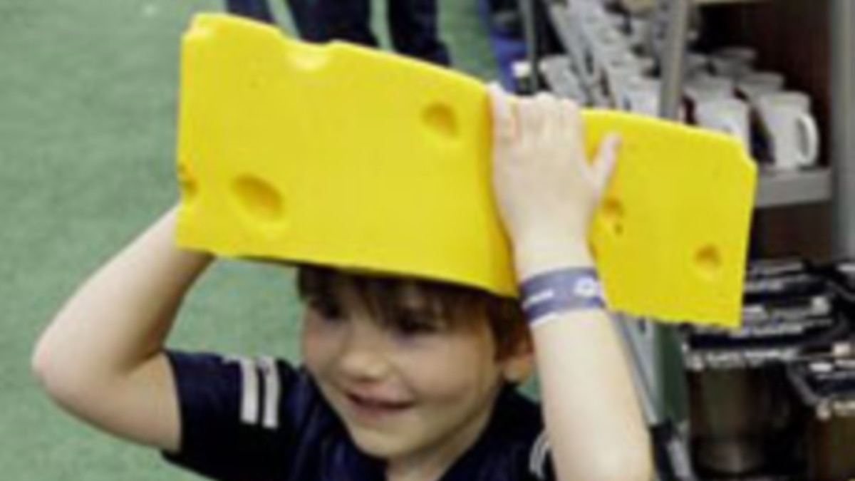 Green Bay Packers linebacker A.J. Hawk wears a Cheesehead hat during  Media Day for Super Bowl XLV in Arlington, Texas on February 1, 2011. The  Pittsburgh Steelers will take on the Green