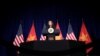 Phó Tổng thống Mỹ Kamala Harris tổ chức họp báo trước khi rời Việt Nam về Mỹ sau chuyến công du của bà tới Châu Á, ở Hà Nội, Việt Nam, ngày 26 tháng 8, 2021. 