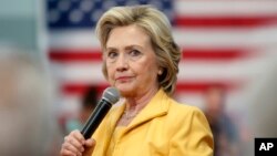 Democratic presidential candidate Hillary Rodham Clinton listens to questions during a campaign stop, July 28, 2015, in Nashua, N.H