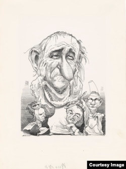 Artist and illustrator David Levine drew President Lyndon Johnson as Shakespeare's despairing King Lear for Time's 1967 Man of the Year cover. (National Portrait Gallery, ⓒ David Levine)