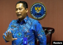 The head of Indonesia's anti-narcotics agency Budi Waseso gestures during interview in Jakarta, Indonesia, July 28, 2017.