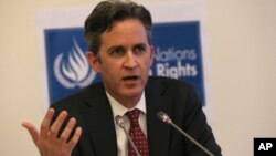 United Nations Special Rapporteur David Kaye speaks to the media about the right to freedom of opinion and expression in Turkey, in Ankara, Turkey, Nov. 18, 2016. US President Donald Trump's attacks on the media risk damage to a core value, Kaye wrote Friday in an online forum.