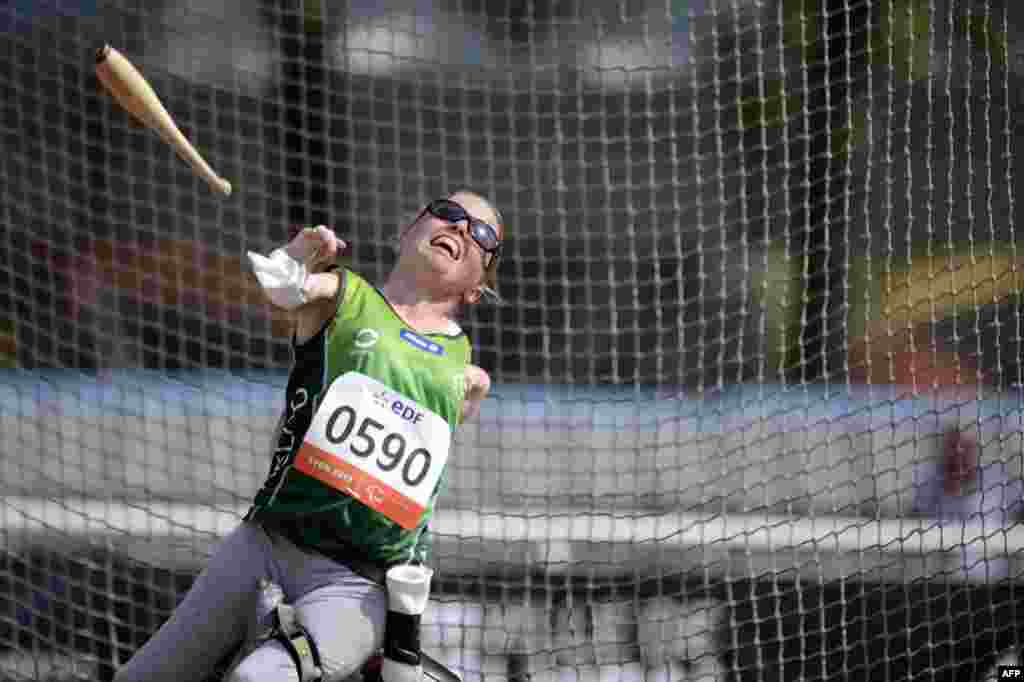 Ireland&#39;s Catherine O&#39;Neill throws the club during the Women&#39;s Club Throw F31/32/51 during the IPC Athletics World Championships at the Rhone Stadium in Venissieux, near Lyon, France. 